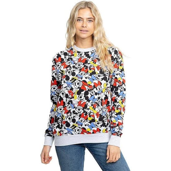 Disney Womens/Ladies Fun Time Mickey & Minnie Mouse Sweatshirt (Light Grey)
