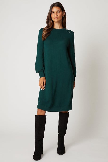 Knitted Crew Neck Swing Dress - Image 1
