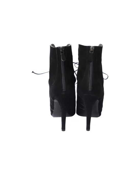 Bottega Veneta Cutout Lace-Up Detail Ankle Boots in Black Suede - Image 4