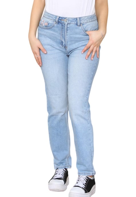 M&Co Jeans Mom de Pierna Recta y Talle Alto para Mujer - Image 3