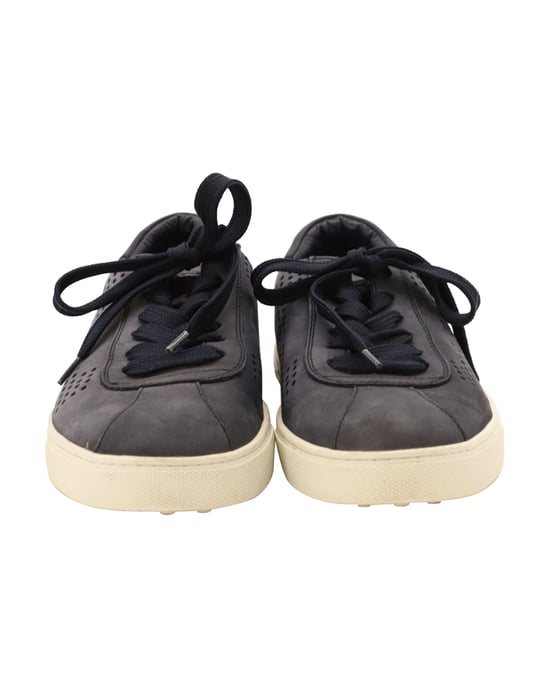 Tod‘s Perforated Detail Lace Up Sneakers in Blue Suede