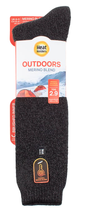 Heat Holders - Calcetines térmicos de lana merino para hombre de pierna larga con talón y puntera reforzados para invierno - Negro - Image 2