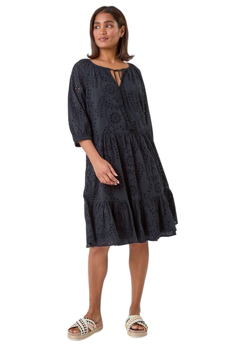 Cotton Broderie Tiered Smock Dress
