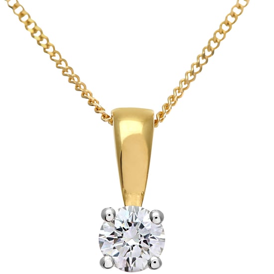 Colgante con solitario de diamantes, colgante de diamante redondo brillante certificado IJ/I en oro amarillo de 18 quilates, peso de diamante de 0,25 quilates - Image 1