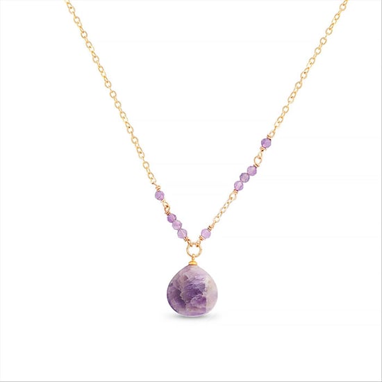 Luxenter zoqoyi necklace in metal alloy and natural amethyst 18K gold plated finish