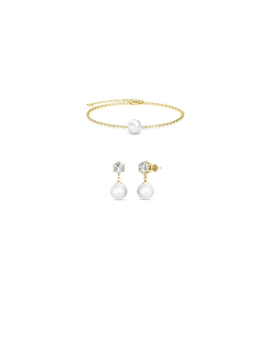 Conjunto de perlas de cristal Pauline - Oro y cristal - Image 1