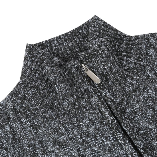 Men's Cardigan with Zip Cardigan Chunky Knit with Stand-Up Collar for Winter Dark Grey - Image 4