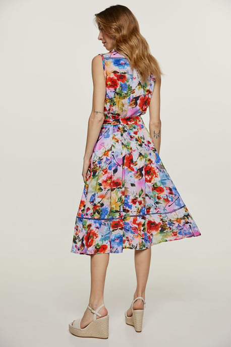 Vestido floral sin mangas con cinturón - Image 3