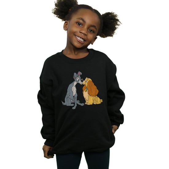 Disney Girls Lady And The Tramp Distressed Kiss Sweatshirt (Black)
