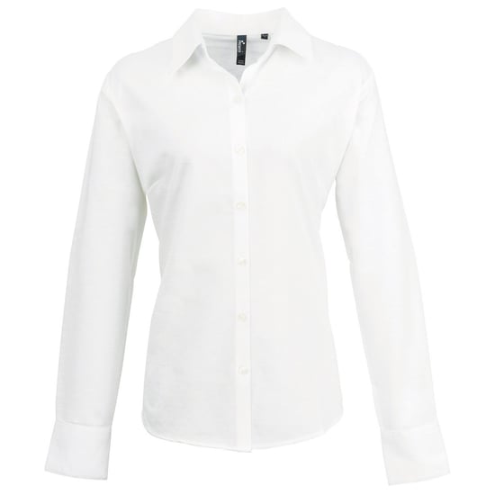 Premier Womens/Ladies Signature Pearlised Oxford Long-Sleeved Shirt (White) - Image 1