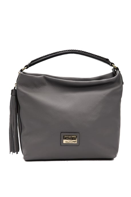 Bolso de Hombro de Cuero Gris para Mujer Pompei Donatella - Image 1