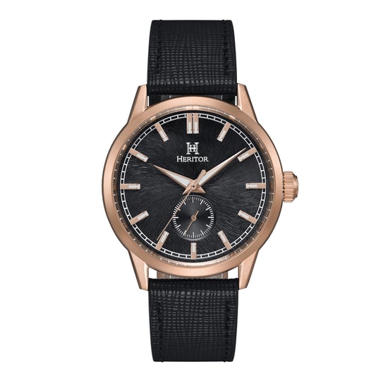 Heritor Automatic Argento Leather-Band Watch