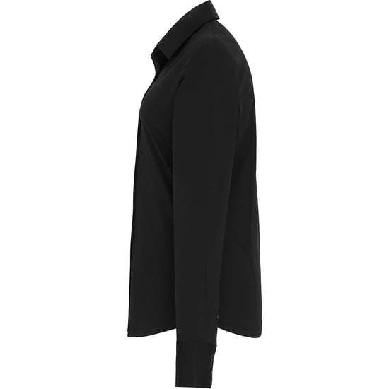 Premier Womens/Ladies Stretch Fit Poplin Long Sleeve Blouse (Black) - Image 3
