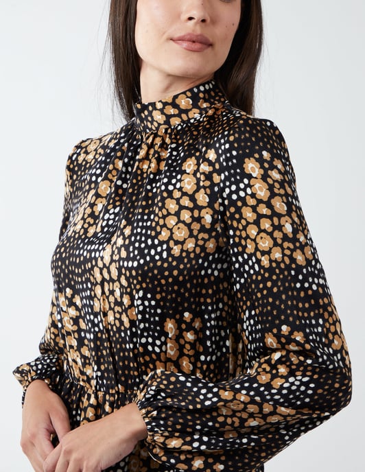 Blouson Elasticated Wrap Midi Dress
