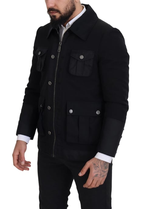 Chaqueta de Hombre de Lana Negra con Cuello y Cierre Completo Dolce & Gabbana - Image 3