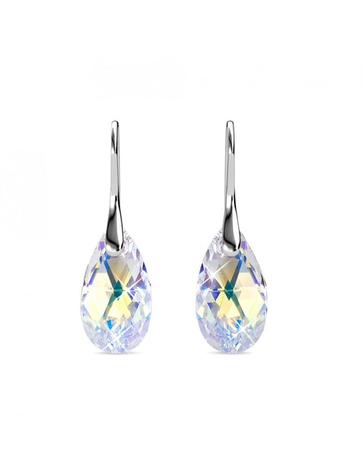 Pendientes de gancho en forma de lágrima - Plata y blanco brillante - Image 3