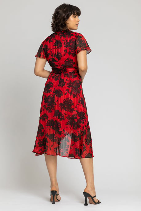 Floral Print Wrap Midi Dress