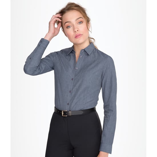 Russell Collection Ladies/Womens Long Sleeve Shirt (Convoy Grey) - Image 3