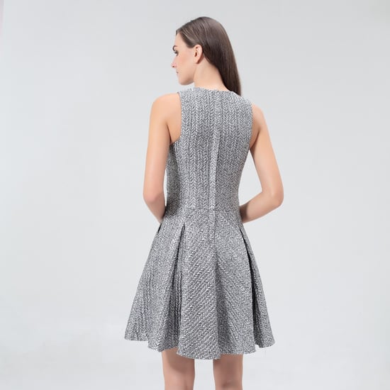 Fit-and-flare silver jacquard dress - Image 2