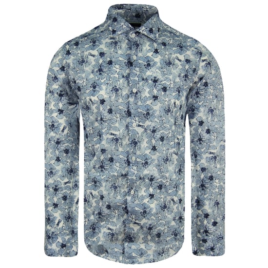 Camisa azul con estampado entallado para hombre de Eden Park Paris - Image 1