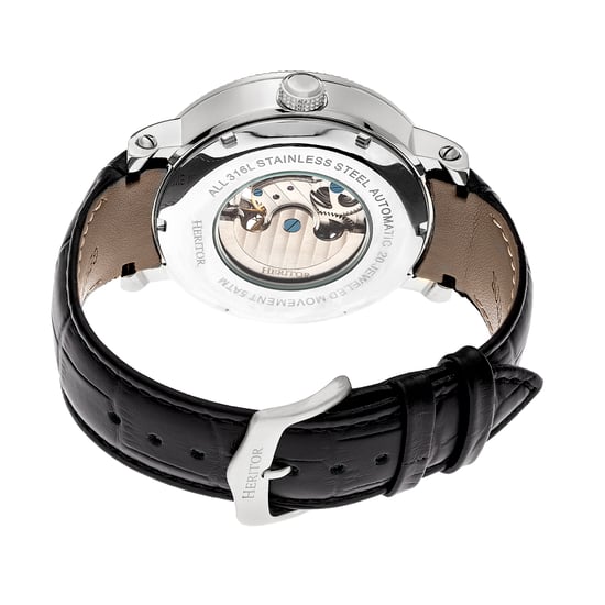 Heritor Automatic Aries Skeleton Leather-Band Watch