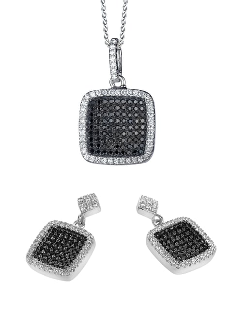 Orphelia Women's 925 Sterling Silver Set: Chain-Pendant + Earrings - Silver SET-5231 - Image 1