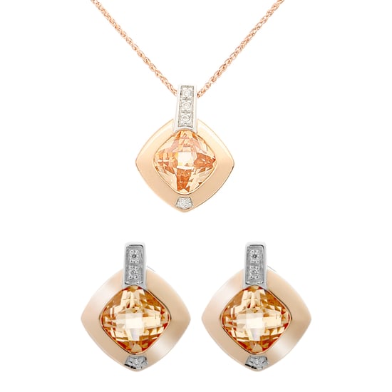 Orphelia 'Athena' Women's 925 Sterling Silver Set: Chain-Pendant + Earrings - Silver/Rose SET-7113 - Image 1