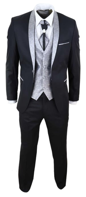 Traje de boda a medida negro de 4 piezas para hombre - Image 2