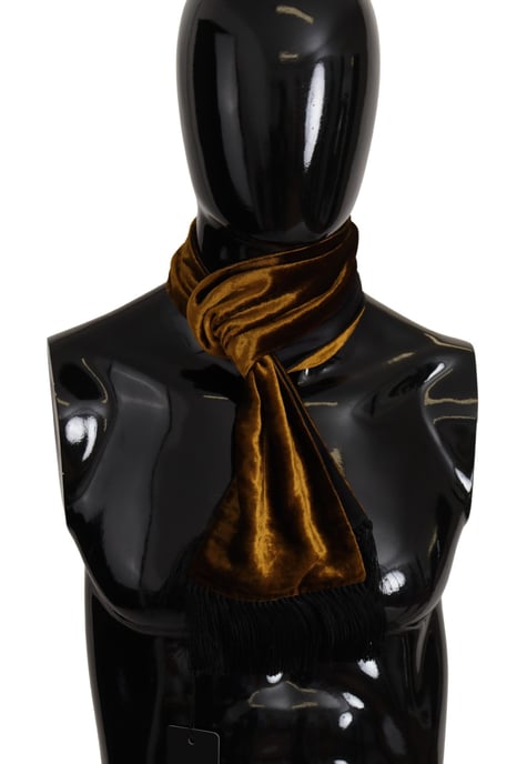 Bufanda de seda para hombre con chaleco cálido y flecos en marrón de Dolce & Gabbana - Image 1