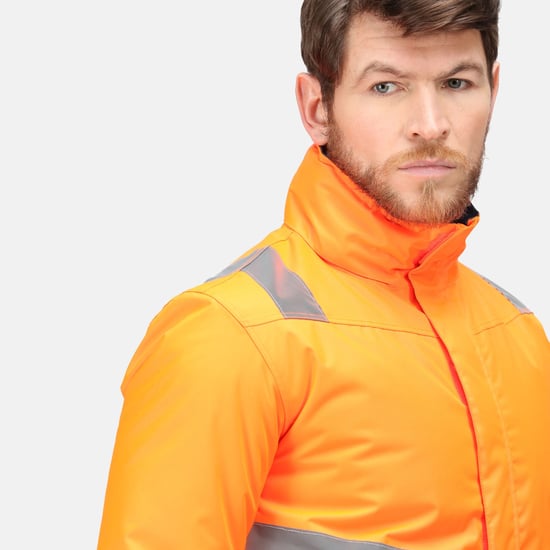 Regatta Mens Bomber Waterproof Hi-Vis Jacket (Orange/Navy)