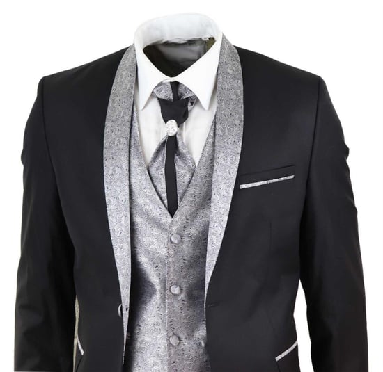 Traje de boda a medida negro de 4 piezas para hombre - Image 5