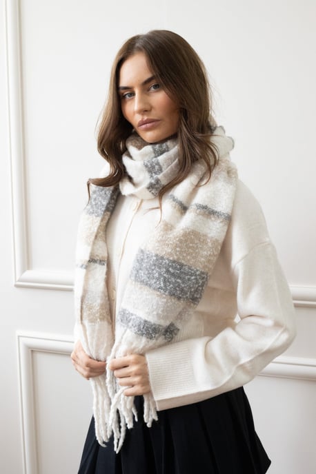 Soft Neutral Striped Scarf