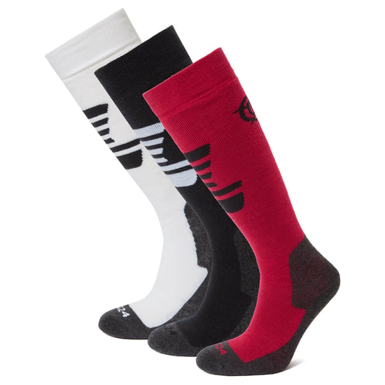 Bergenz 3 Pack Womens Ski Socks Black/Dark Pink/Optic White