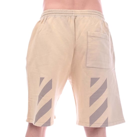 Pantalones cortos de sudadera vintage de skate en arena con tabulador diagonal Off White para hombres - Image 2