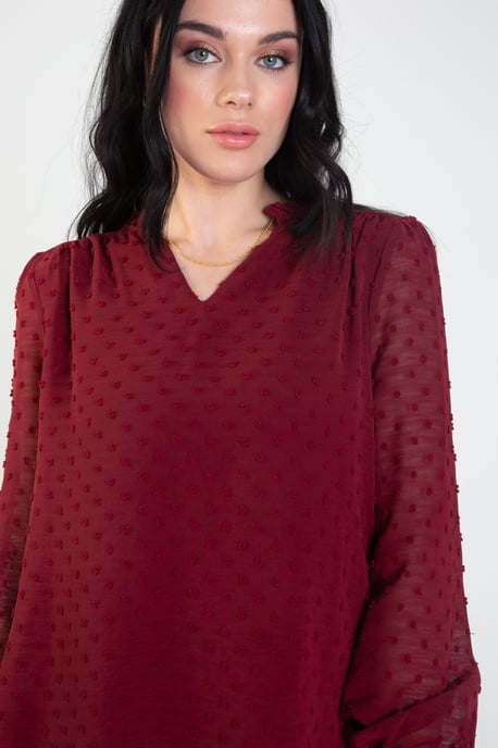 Blusa de manga larga de gasa dobby - Image 4