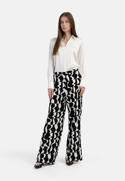 Dreimaster fabric trousers women black white - Image 2
