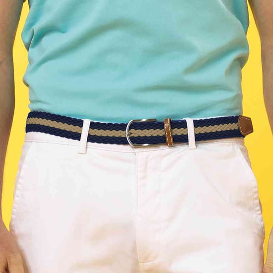 Asquith & Fox Mens Two Colour Stripe Braid Stretch Belt (Navy/Khaki) - Image 2