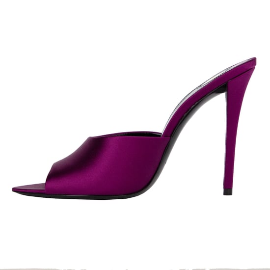 Saint Laurent Goldie Mules In Satin Crepe Purple - Image 2