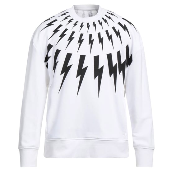 Neil Barrett Fair Isle Thunderbolt sudadera blanca extragrande - Image 1