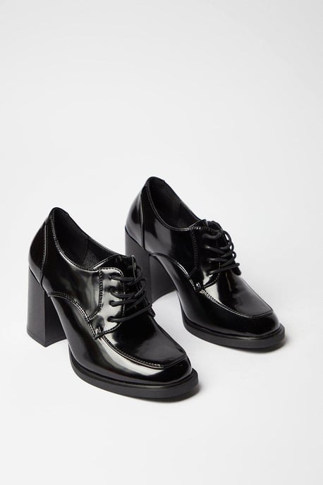 Dante Lace Up High Block Heel Loafers