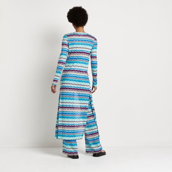 River Island Womens Kaftan Blue Stripe Longline Knit
