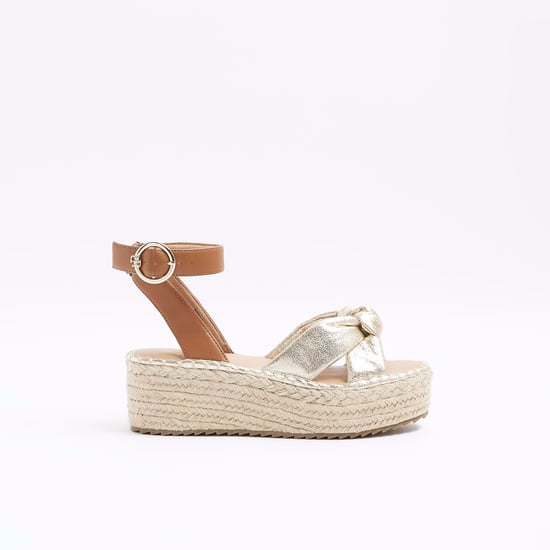 River Island Womens Espadrille Sandals Gold Flatform