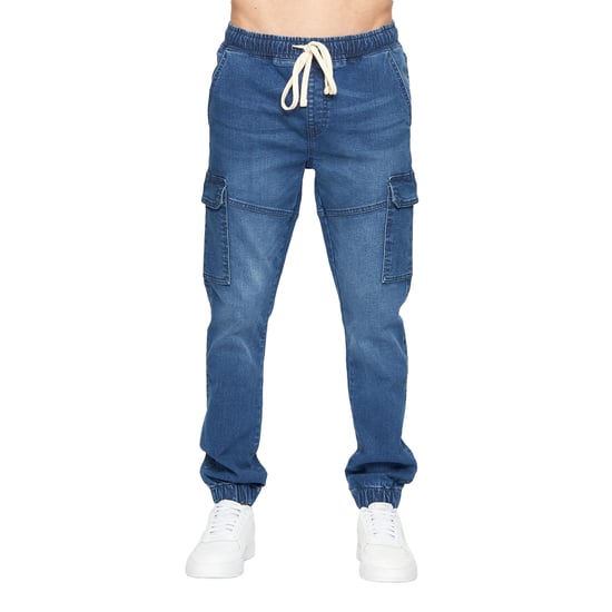 Crosshatch Mens Malimore Cuffed Ankle Cargo Jeans (Stone Wash) - Image 1