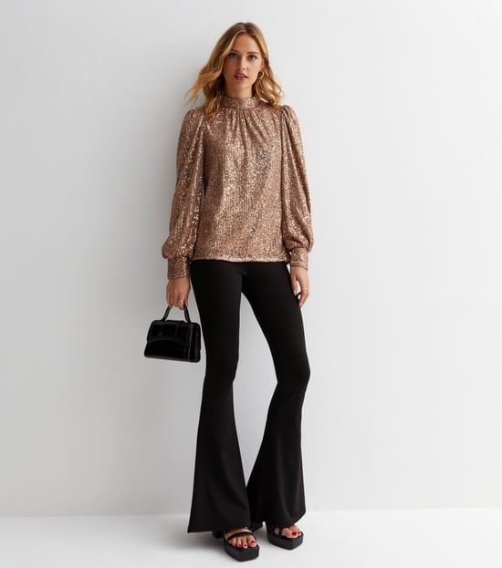 Sequin High Neck Loosefit Blouse