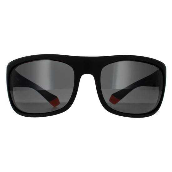 Gafas de sol polarizadas Polaroid Wrap para hombres en negro, naranja y gris - Image 1