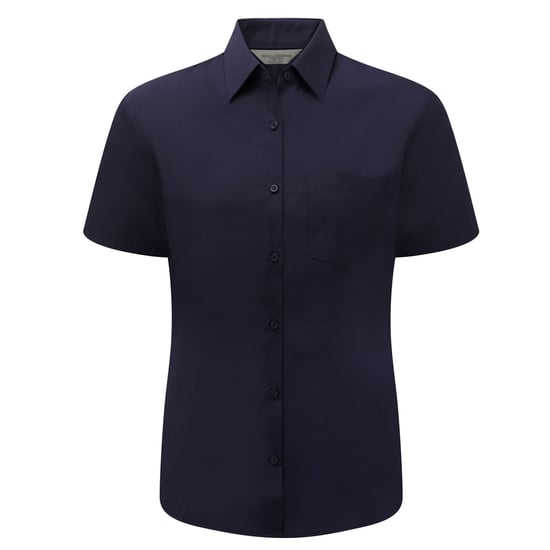 Russell Collection Womens/Ladies Poplin Easy-Care Short-Sleeved Formal Shirt (French Navy) - Image 1