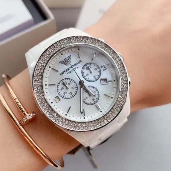 Emporio Armani AR1456 Ceramica Crystal White Ladies Watch