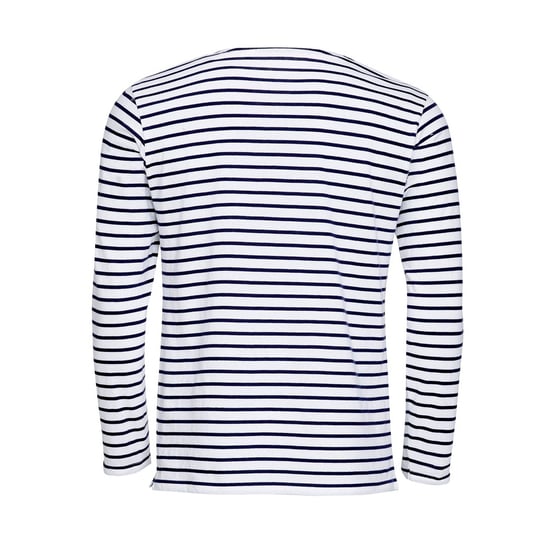 SOLS Mens Marine Long Sleeve Stripe T-Shirt (White/Navy) - Image 3