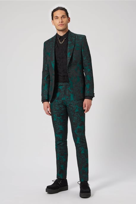 Gilmour Skinny Fit Green Floral Trousers