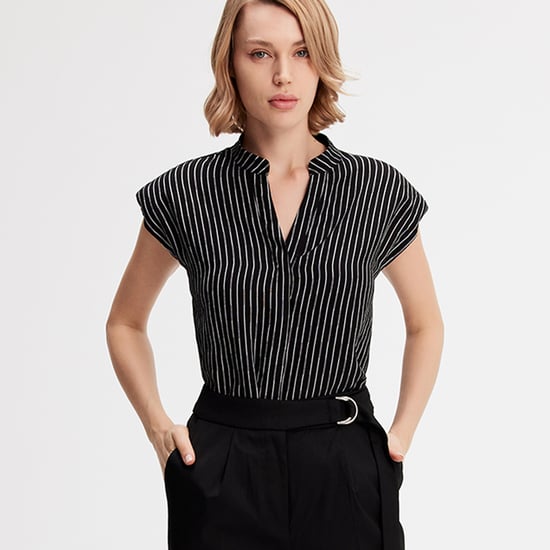 Bi-material striped shirt - Image 3